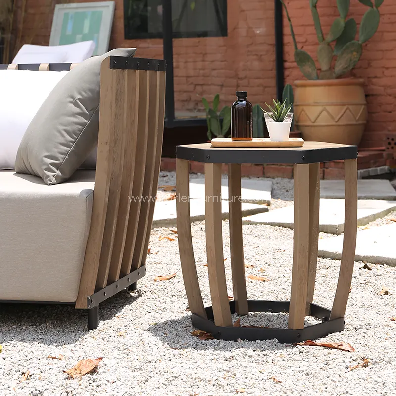 Üst düzey dış kanepe sprey alüminyum çerçeve tik ahşap çerçeve kanepe