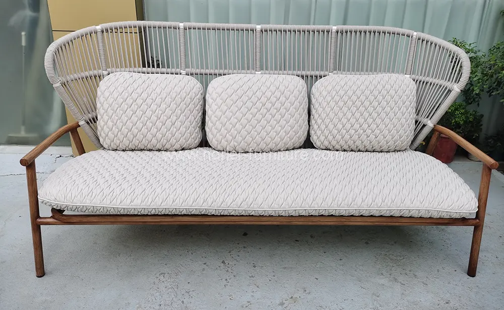 Durable Teak&Rope Outdoor Sofa