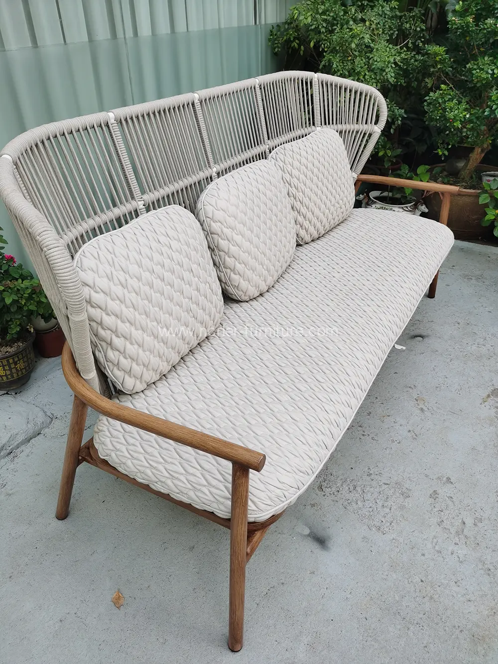 Durable Teak&Rope Outdoor Sofa