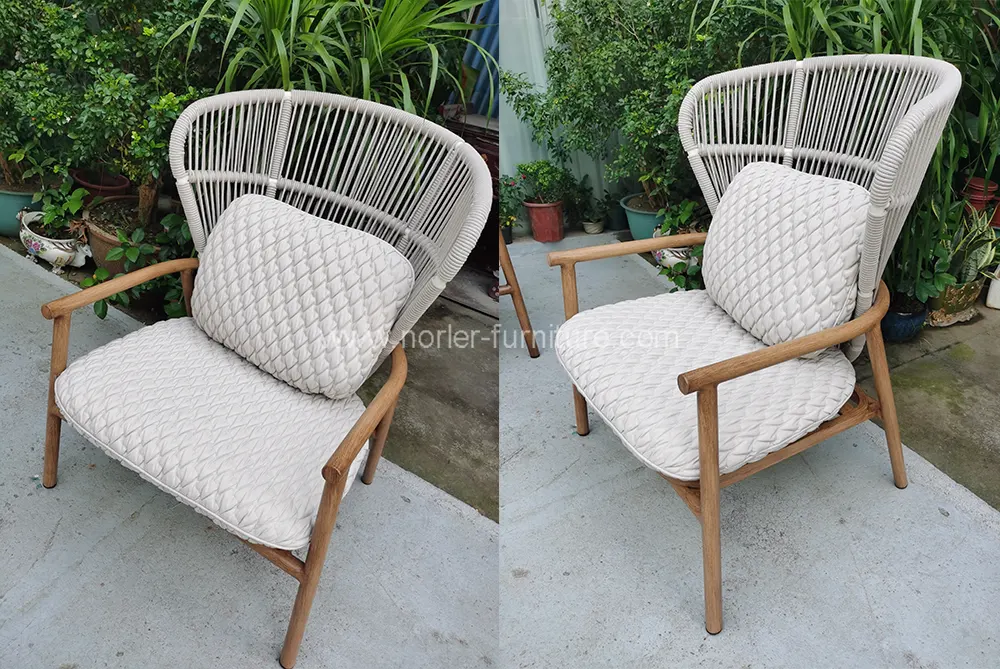 Durable Teak&Rope Outdoor Sofa