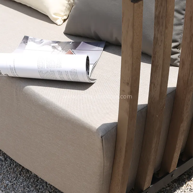 High-End Outdoor Sofa Spray Aluminum Frame Teak Wood Frame Sofa