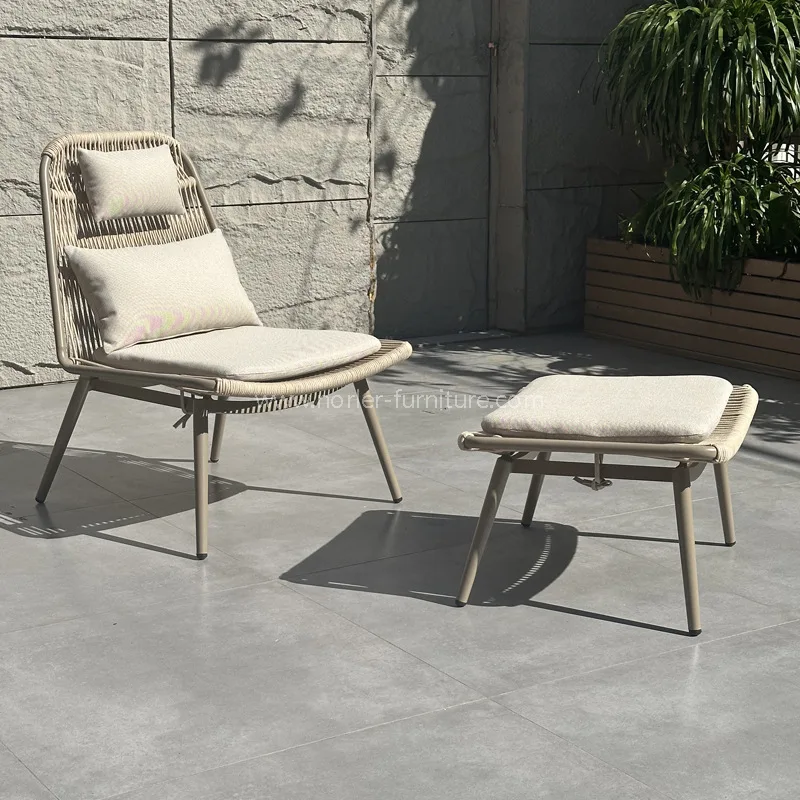 Açık alüminyum ip dokuma boş zaman sandalye seti