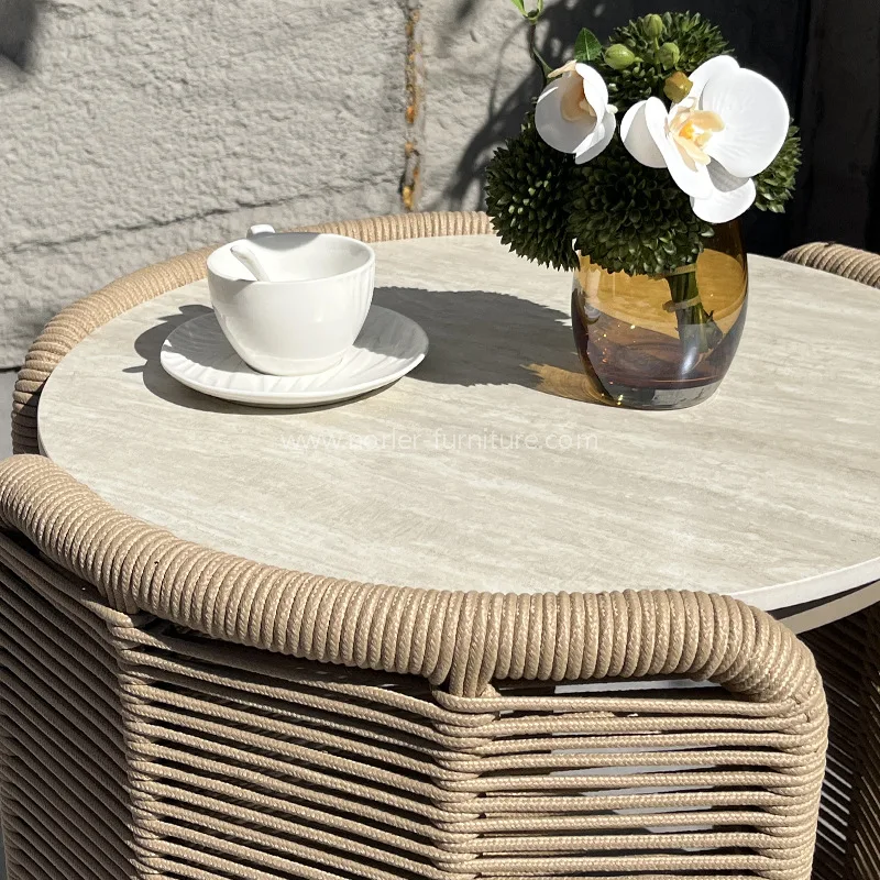 Açık alüminyum ip dokuma boş zaman sandalye seti