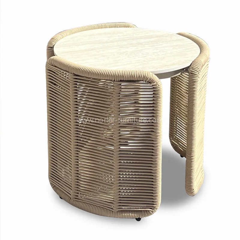 Açık alüminyum ip dokuma boş zaman sandalye seti