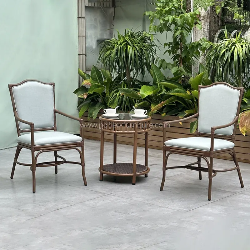 Açık alüminyum ahşap tahıl pe rattan balkon seti