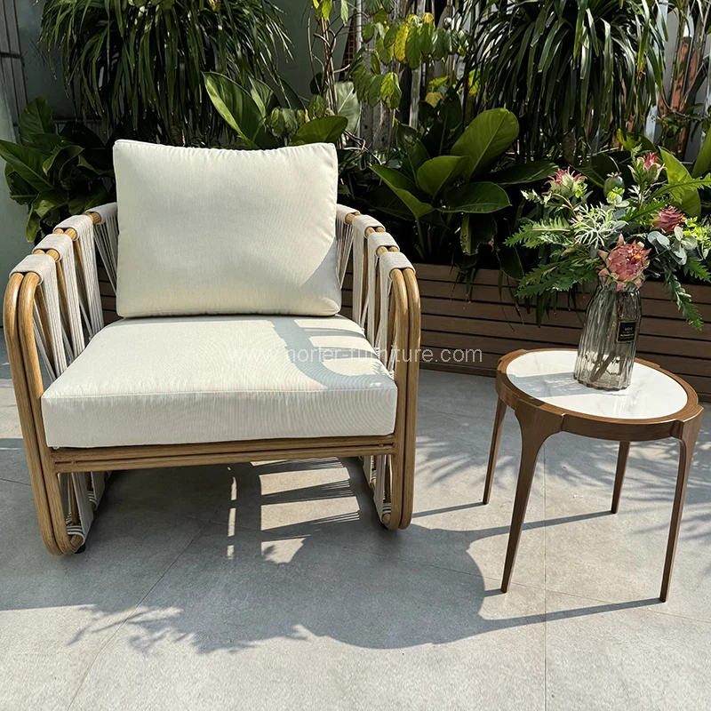 Açık balkon rattan halat bahçe seti