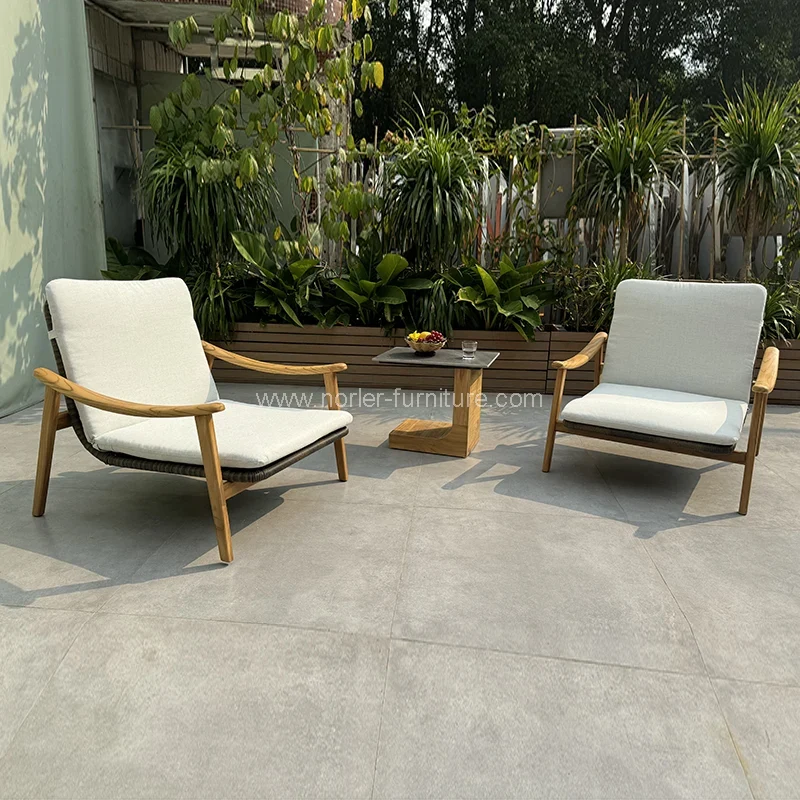 Açık balkon tik ahşap bahçe seti