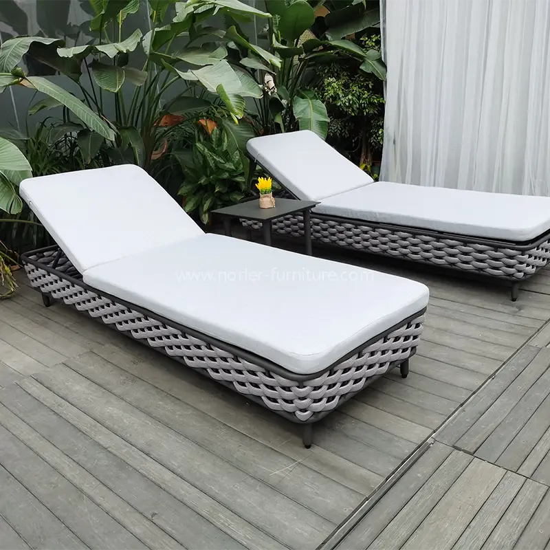 Açık rahat rattan dokuma güneş şezlong