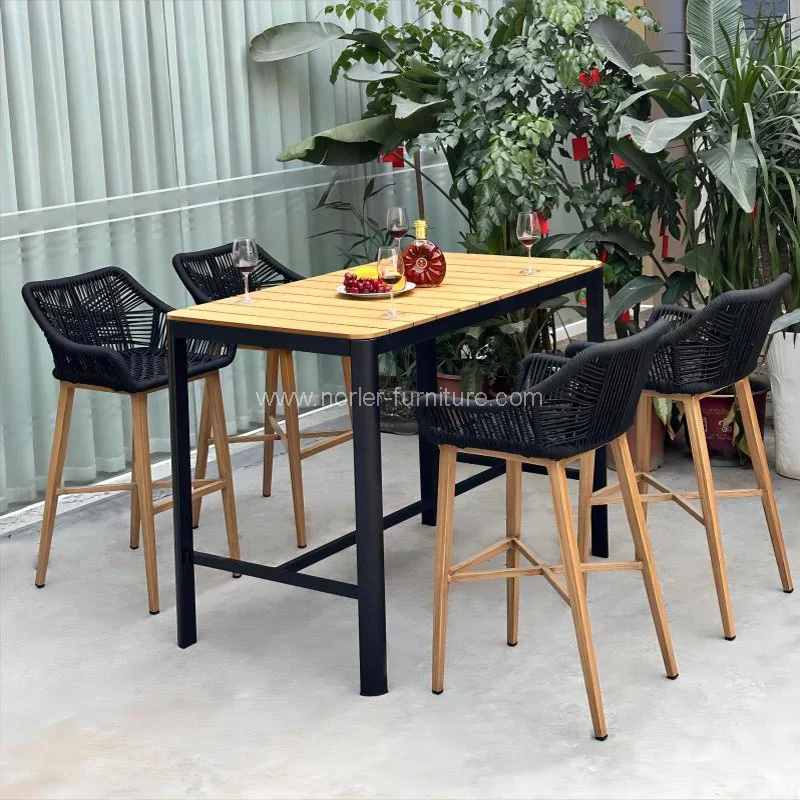 Açık bahçe balkon tik ahşap bar seti