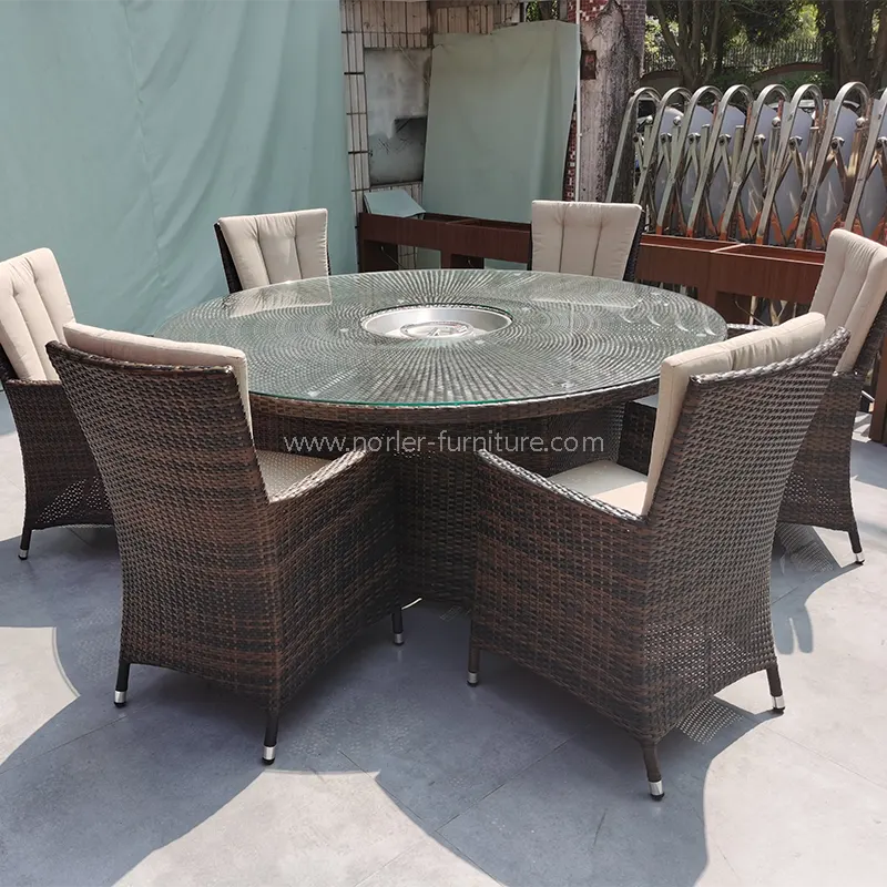 Açık Modern Alüminyum Çerçeve PE Rattan Yemek Seti