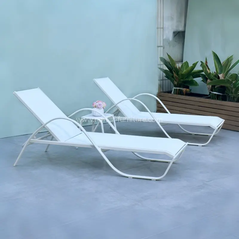 Beyaz Alüminyum Çerçeve Textilene Mesh Sun Lounger